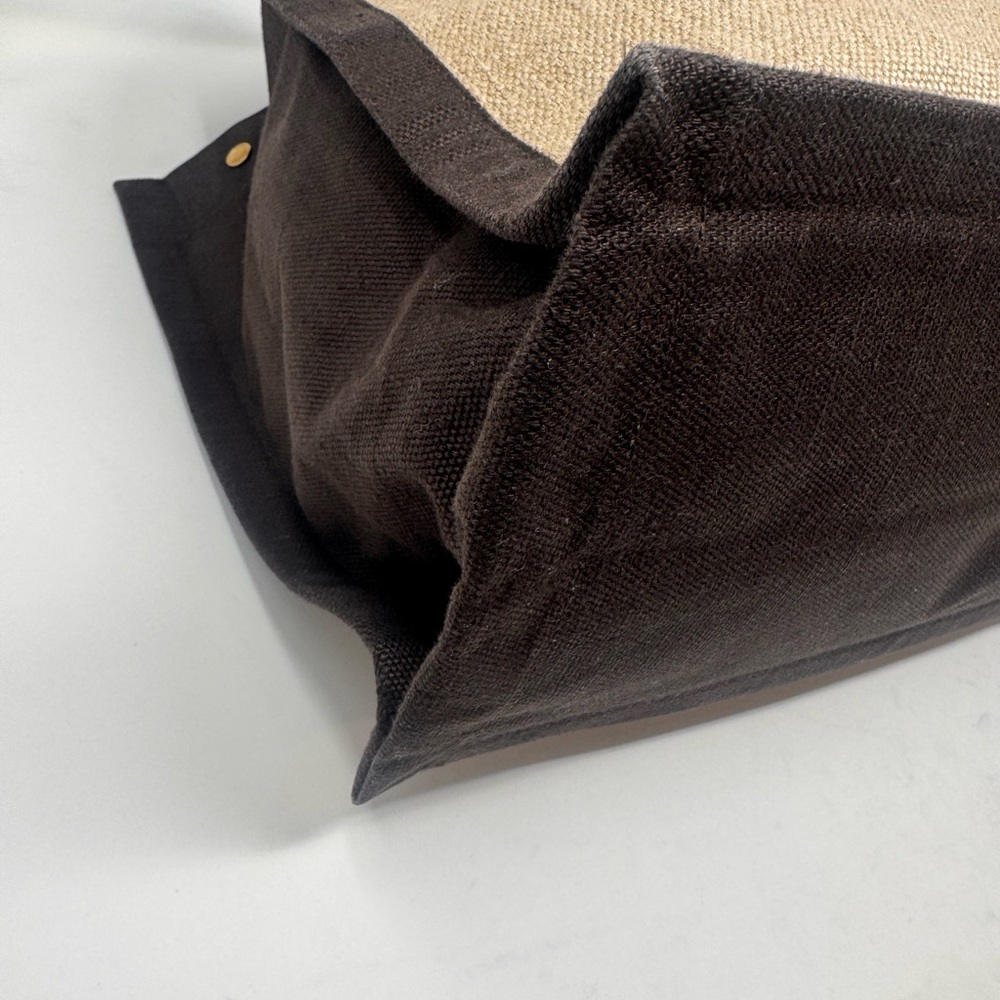 💯 Authentic SAINT LAURENT Linen Calfskin Rive Gauche Tote Natural - Picture 7 of 9